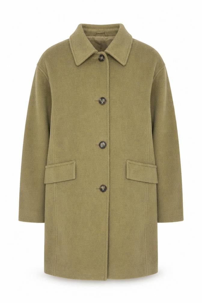Marks & Spencer Women's Beige Mid-Length Wool Look Overcoat Size 14
