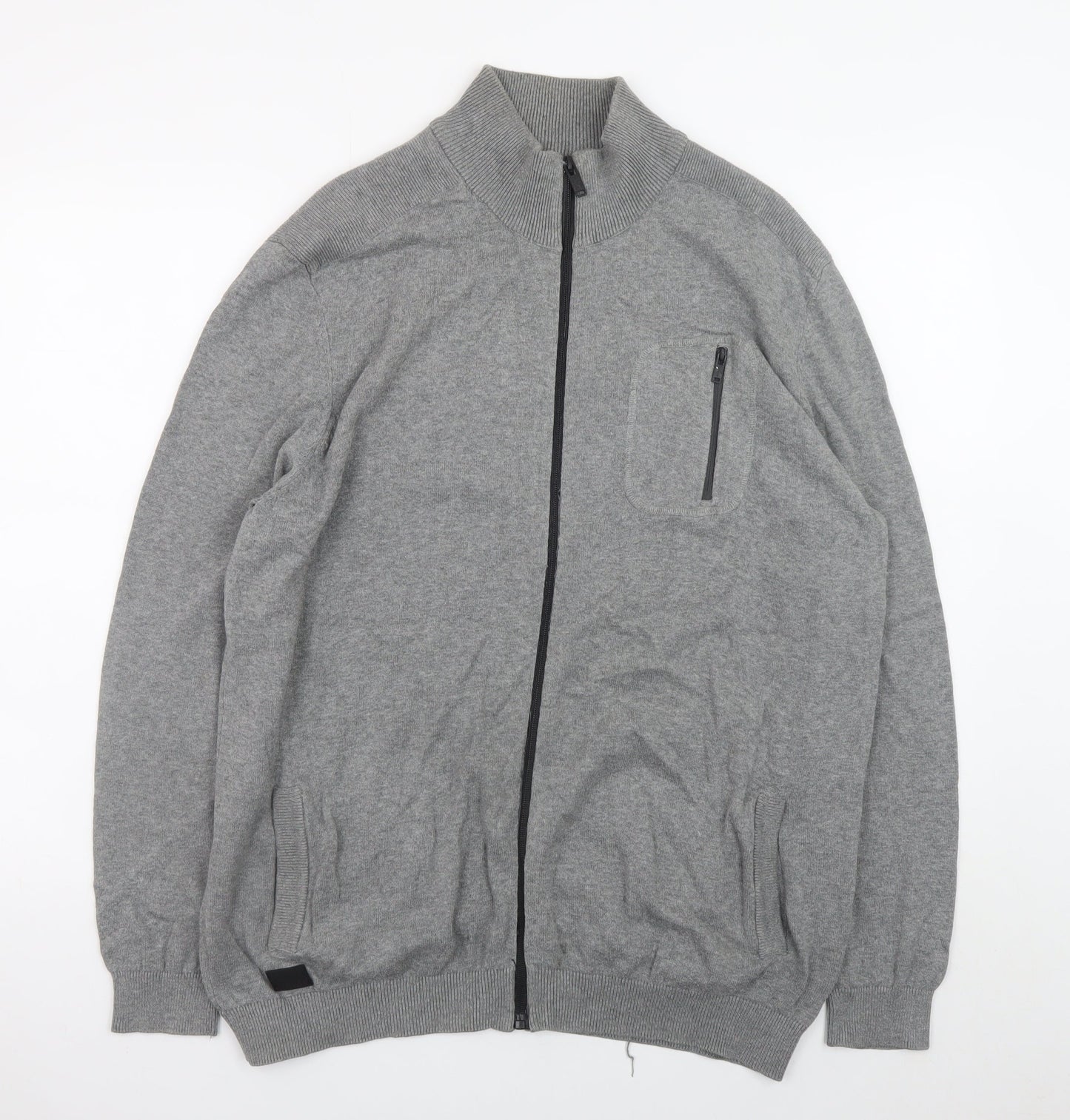 Dissident Men's Grey Full Zip Cotton Jumper XL