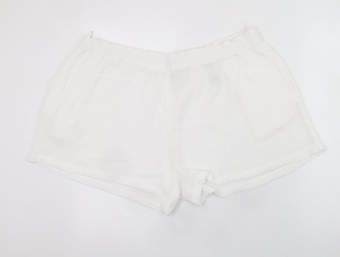 Marks and Spencer Women White Cotton Relaxed Shorts Size 22