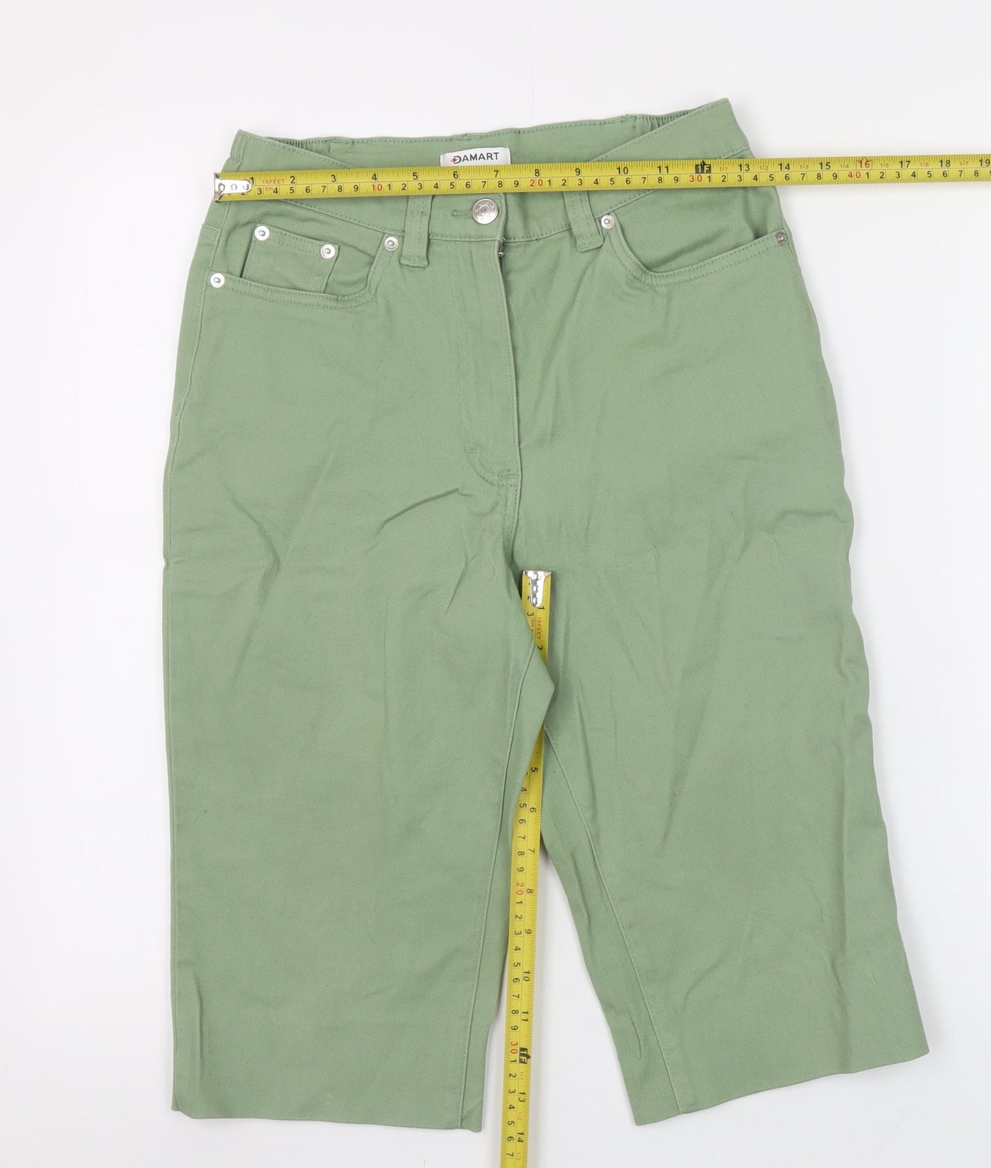 Damart Women’s Green Bermuda Shorts Size 10 Cotton Stretch Casual