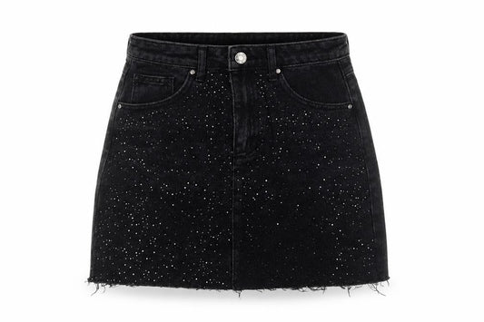 Denim Co. Womens Black Studded A-Line Denim Skirt Size 6