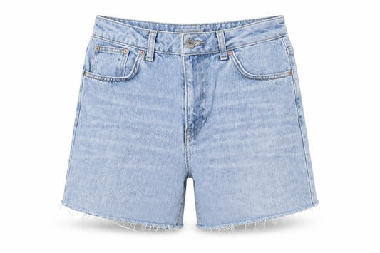 Topshop Moto Blue Denim High Rise Shorts W28 - Unisex Casual Retro
