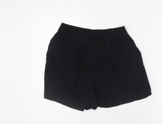 H&M Women Black Viscose Shorts Size 6 High Waist Relaxed Fit