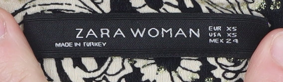 Zara Woman Black Floral High Waist Paperbag Shorts XS