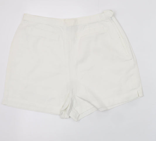 Berkertex Women White Chino Shorts Size 14 High Rise Lightweight