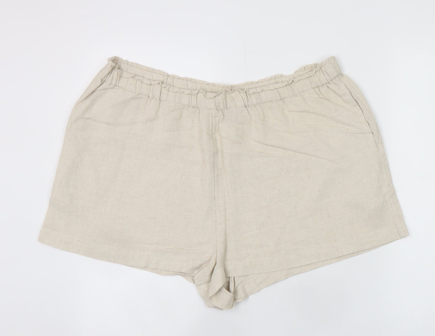 New Look Women Beige Linen Blend Casual Shorts Size 18