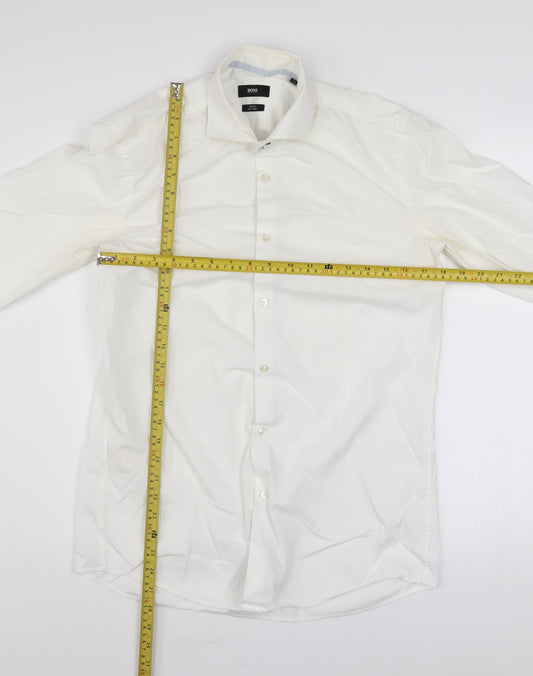 BOSS Hugo Boss Men's White Slim Fit Easy Iron Long Sleeve Shirt 15.5in