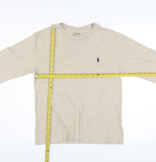 Polo Ralph Lauren Boys Beige Long Sleeve Crew Neck T-Shirt Size 10-12