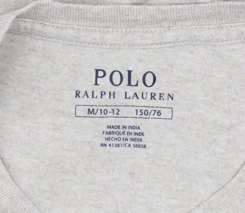 Polo Ralph Lauren Boys Beige Long Sleeve Crew Neck T-Shirt Size 10-12