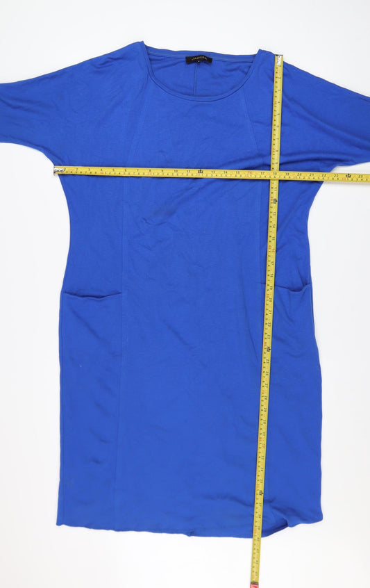 Jaeger Women’s Blue Shift Dress Size M 3/4 Sleeve Viscose Blend