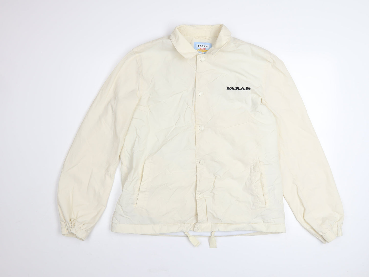 Farah Men’s Ivory Polyamide Coach Jacket Size M Lightweight Casual