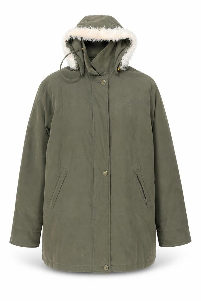 YS Collection Women's Green Hooded Parka Coat Size 18