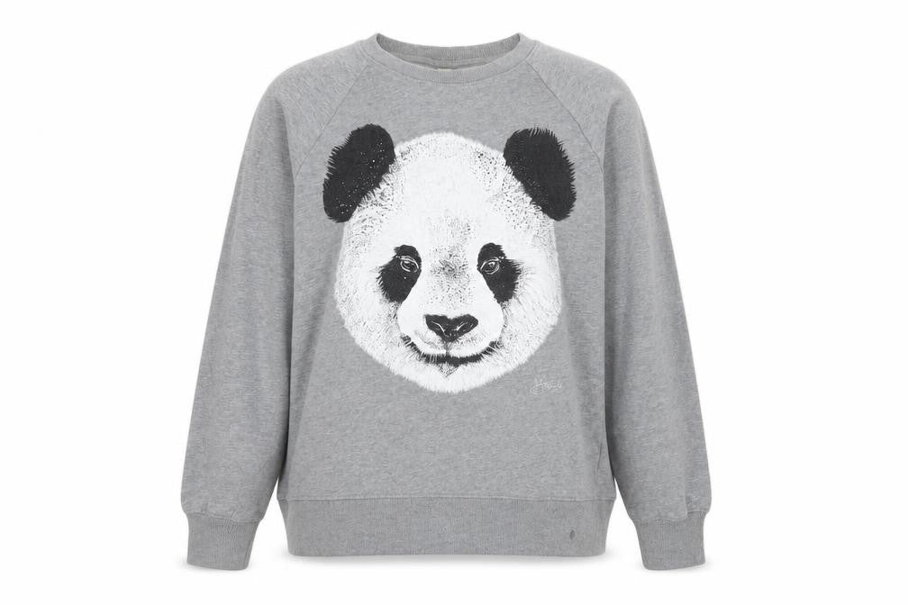 Earth Positive Women's Grey Panda Graphic Pullover Sweatshirt L