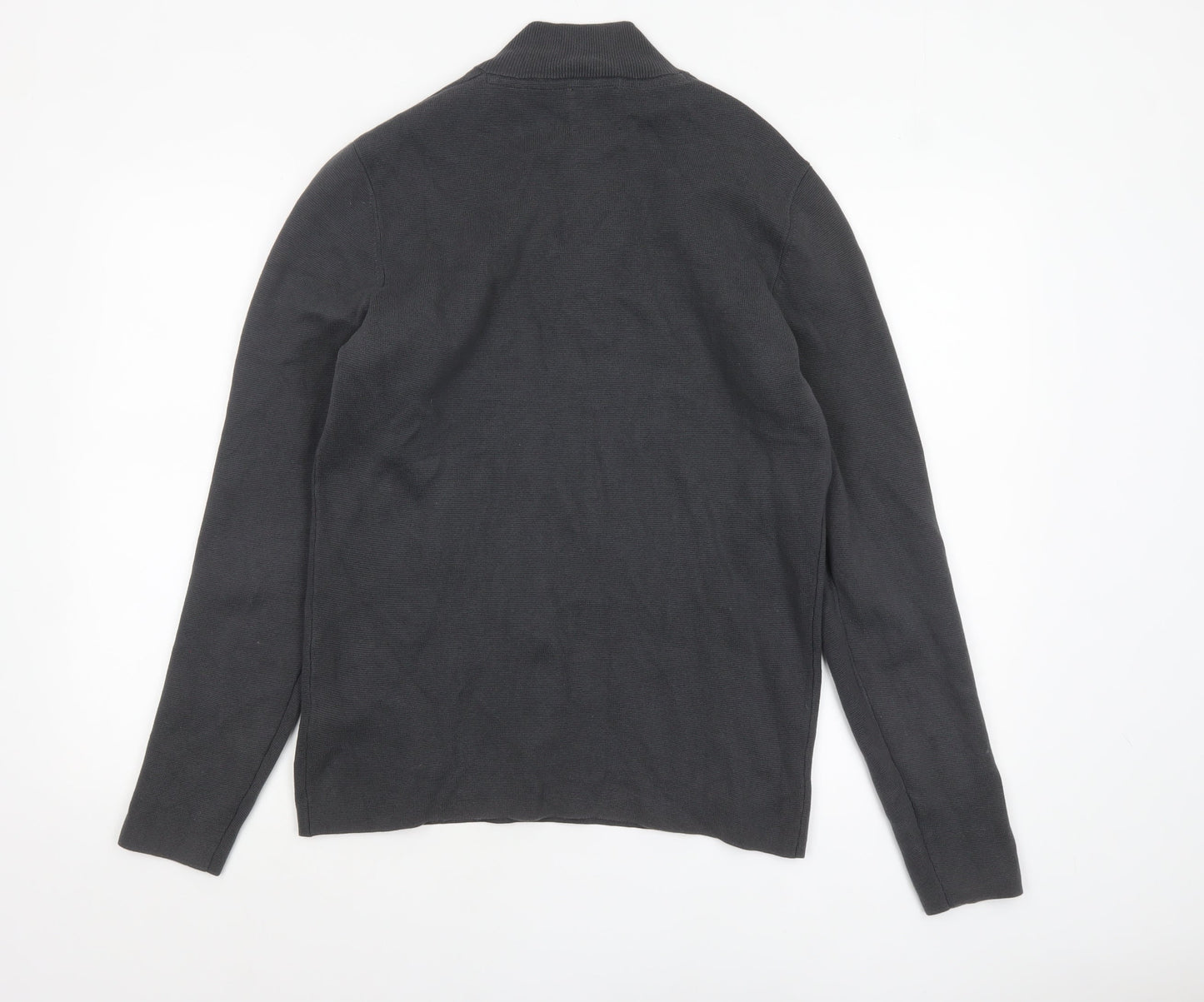 Kin Men's Black Cotton 1/2 Zip High Neck Jumper Size M