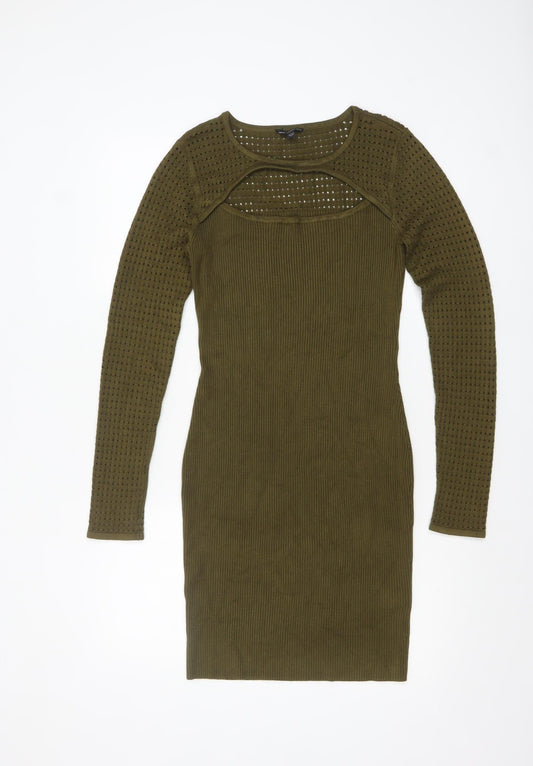 Guess Women Green Bodycon Knit Cut Out Dress Size 12
