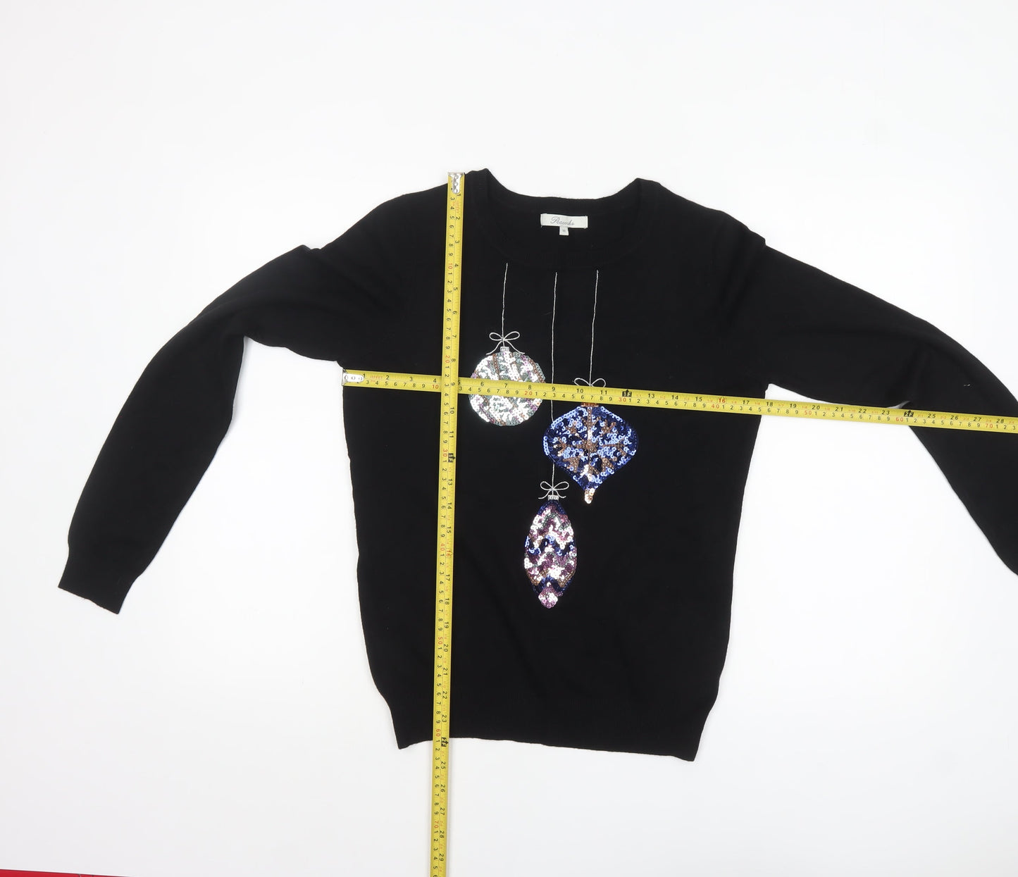 Peacocks Women's Black Size 10 Sequin Christmas Pullover Jumper