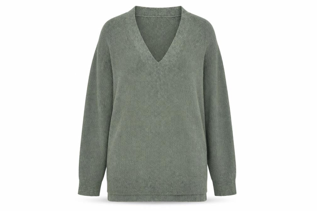 Marks and Spencer Women's Green V-Neck Knit Jumper Size 10