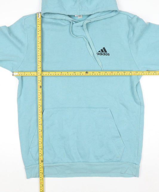Adidas Men's Blue Pullover Hoodie Size M Sports Logo Fleece