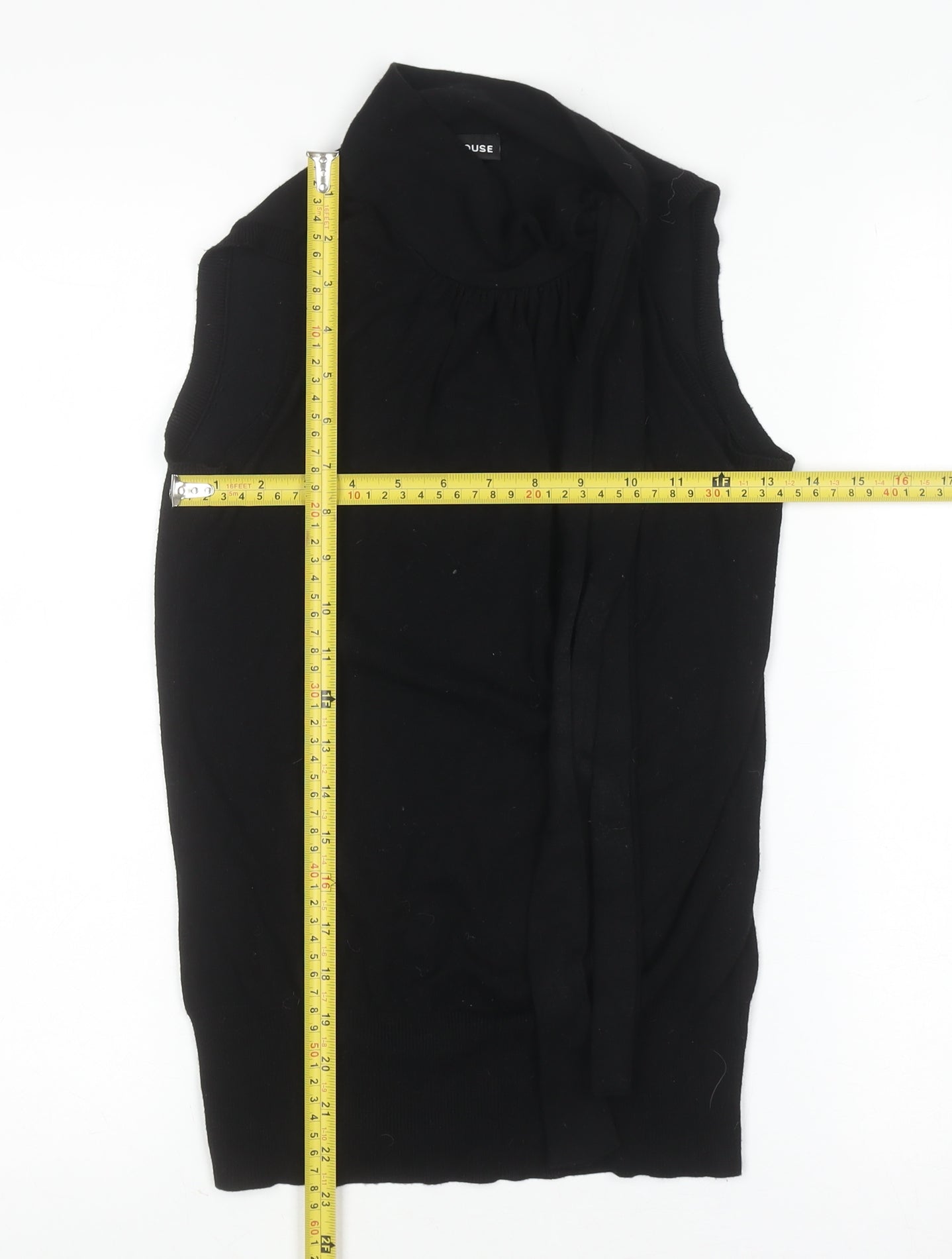 Warehouse Women's Black High Neck Sleeveless Knit Blouse Size 8