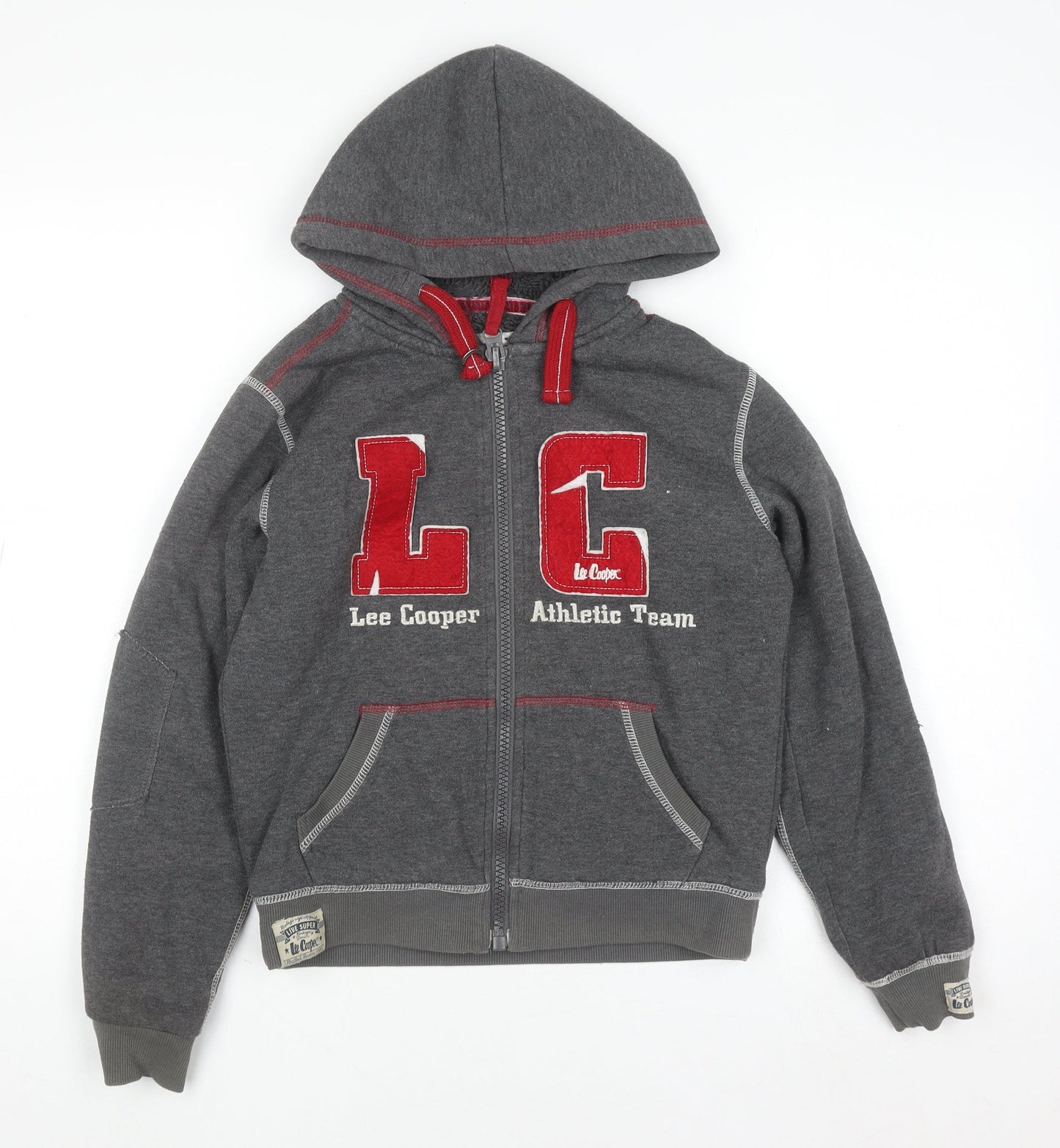 Lee Cooper Boys Grey Full Zip Hoodie 10-11 Years Athletic Team Design