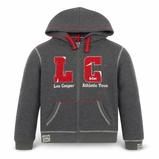 Lee Cooper Boys Grey Full Zip Hoodie 10-11 Years Athletic Team Design