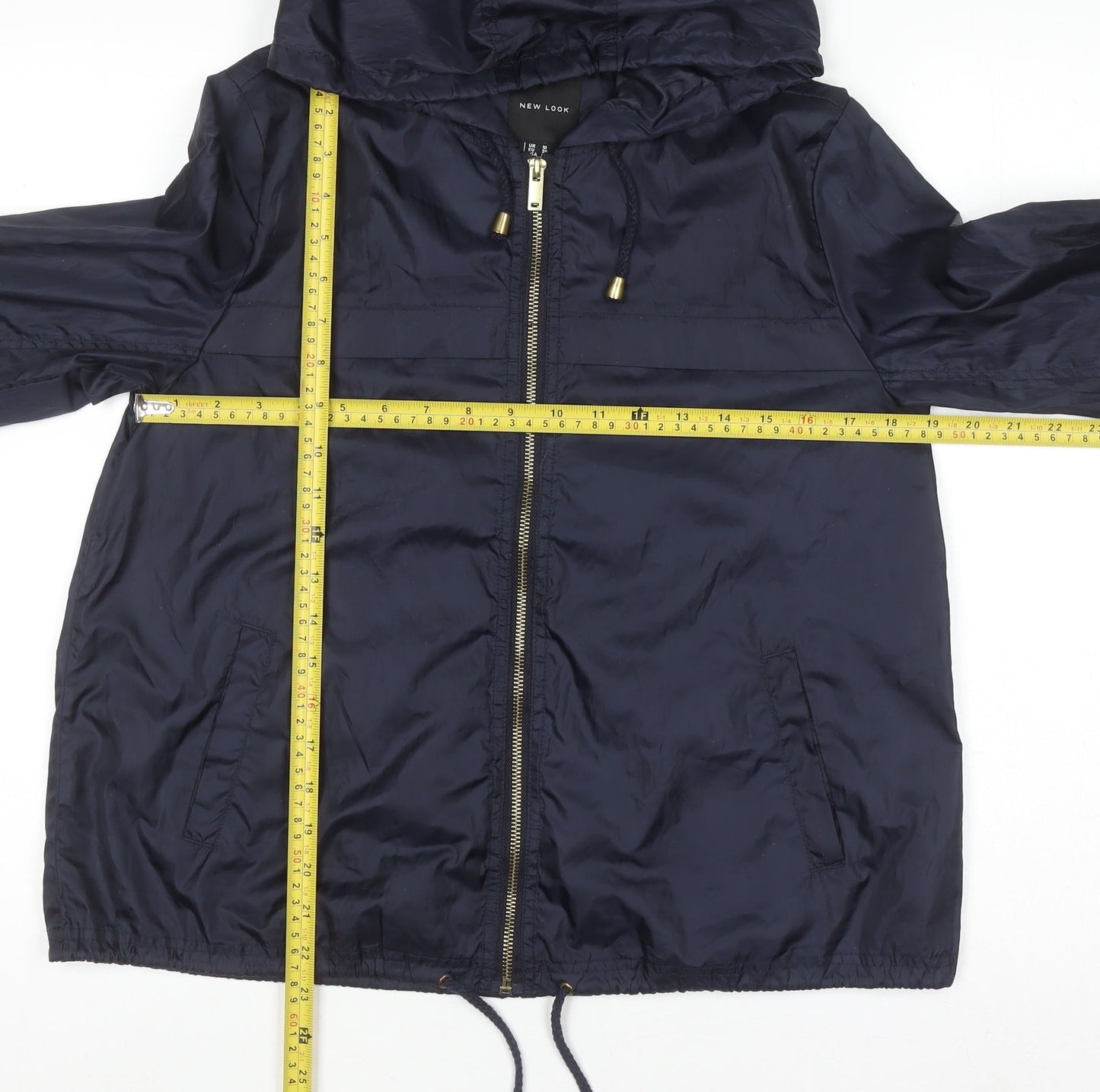New Look Women's Blue Hooded Windbreaker Jacket Size 10