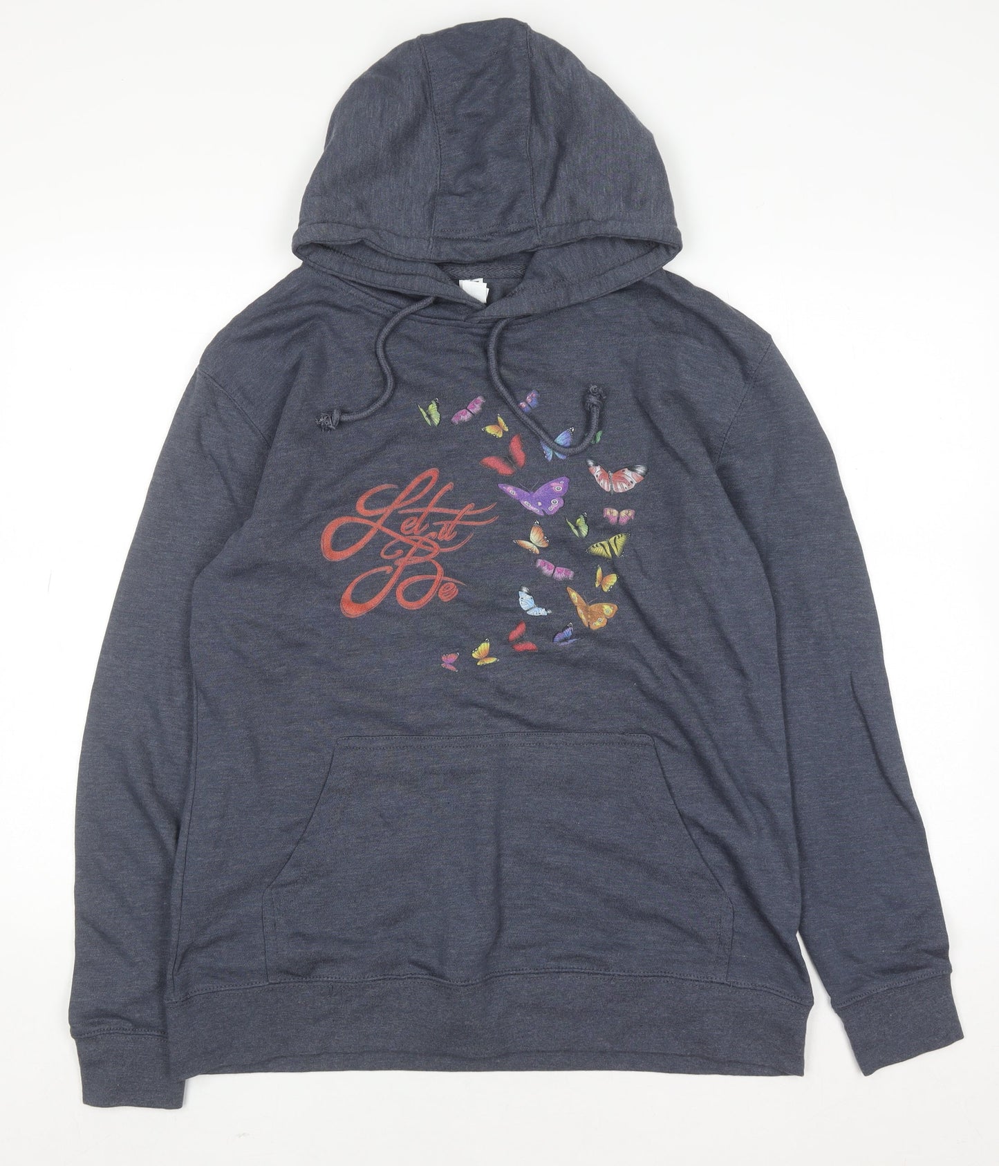 Lane Seven Women's Blue 2XL Pullover Hoodie Let It Be Butterfly Graphic