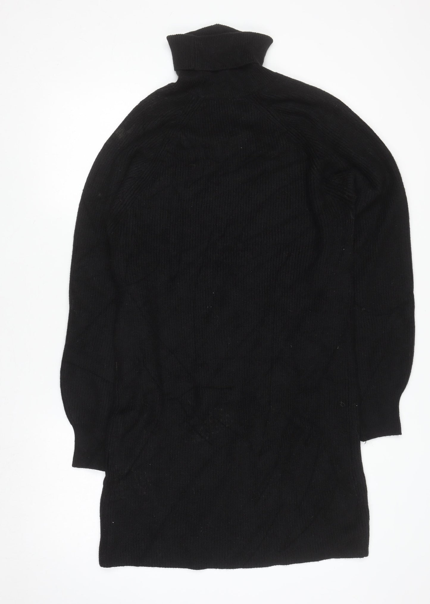 MNG Women’s Black Knit Roll Neck Long Sleeve T-Shirt Dress Size M