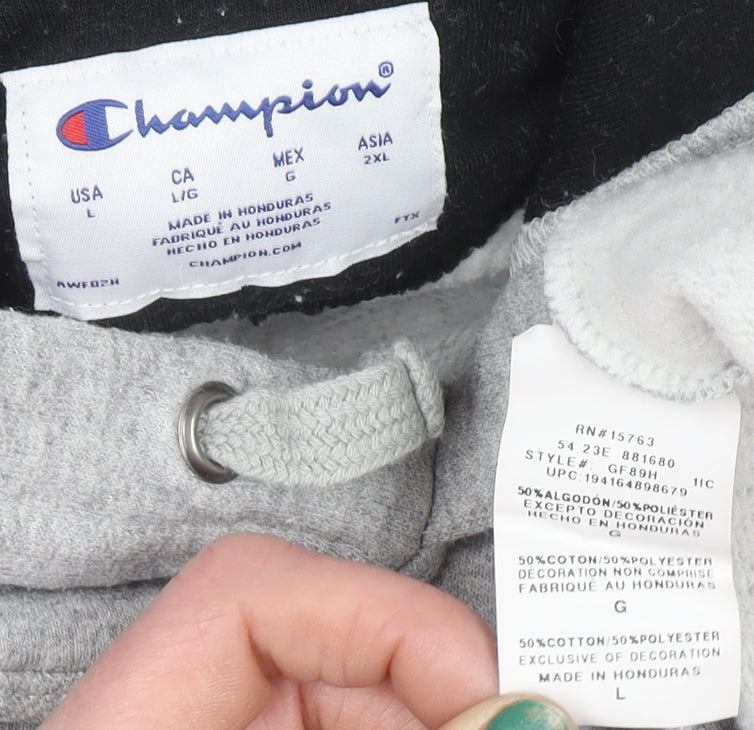 Champion Men's Grey Pullover Hoodie L Regular Fit Fleece