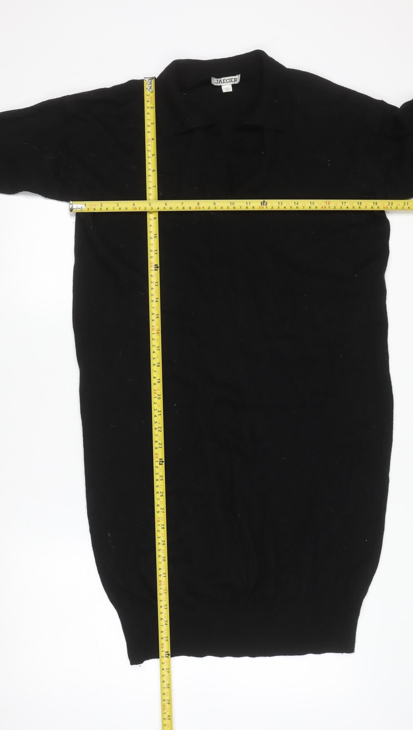 Jaeger Women’s Black Wool Knit Collared Sweater Dress Small