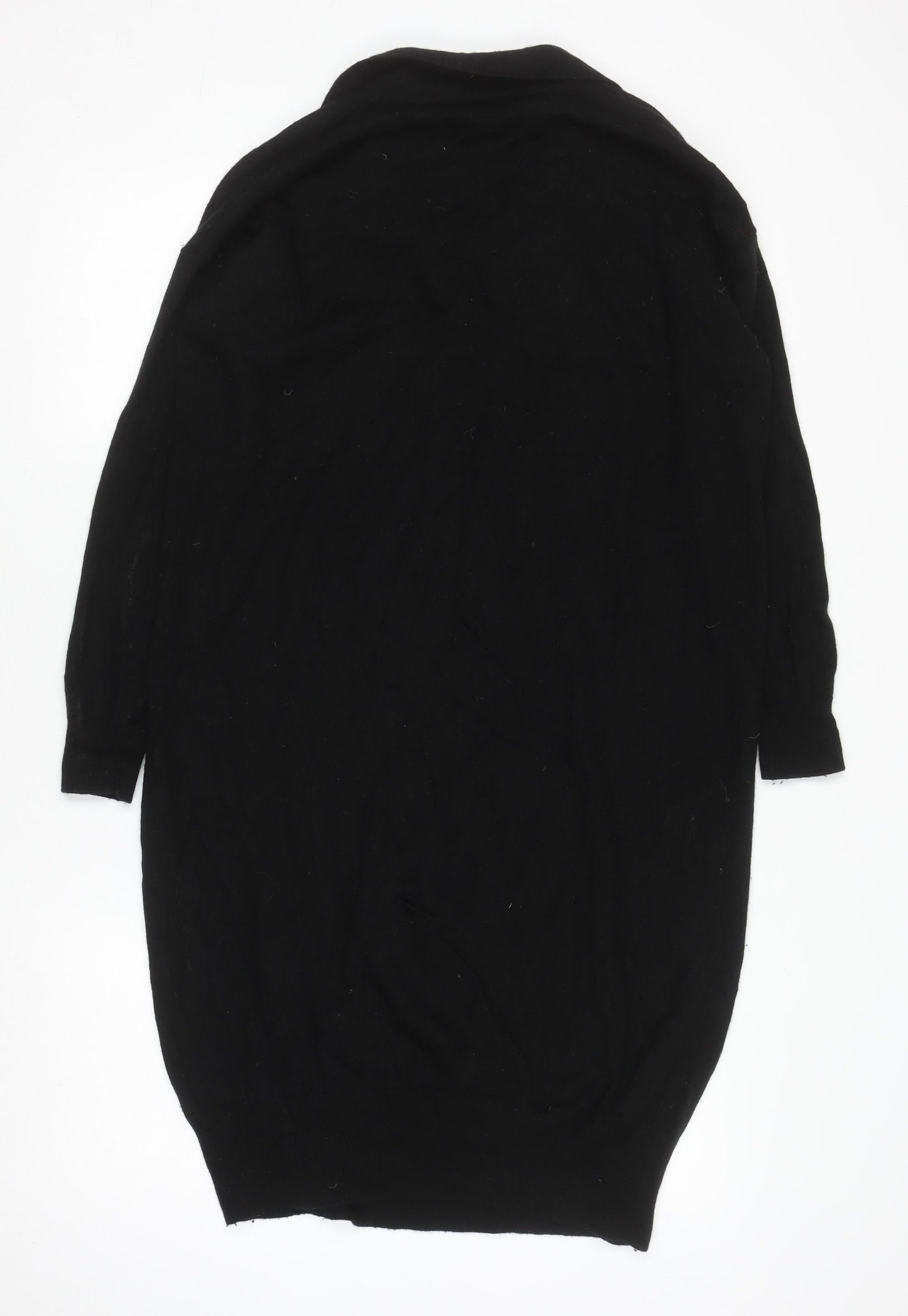 Jaeger Women’s Black Wool Knit Collared Sweater Dress Small