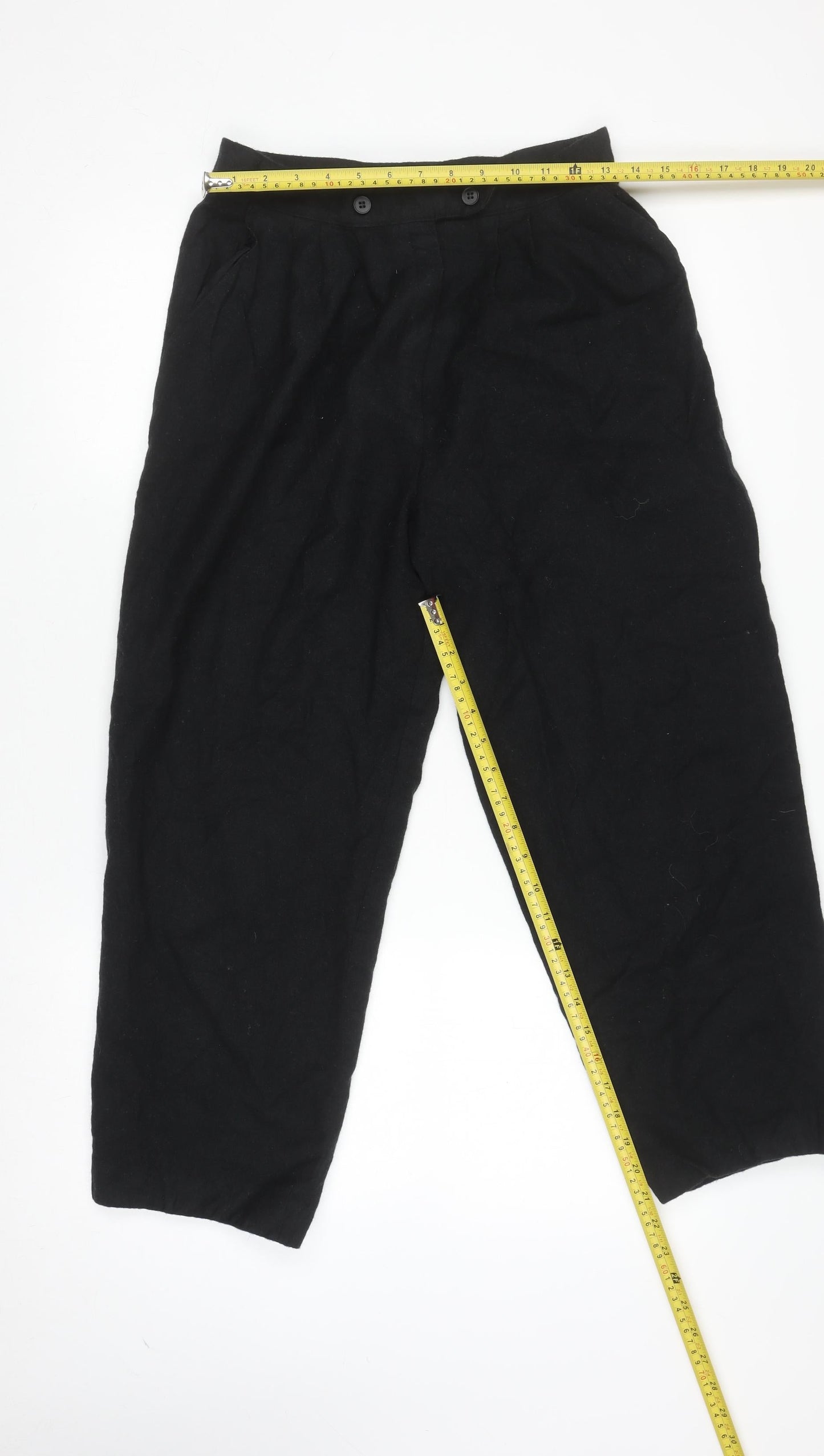 Mr. Jax Women’s Black Wool Pleated High Rise Trousers Size 12