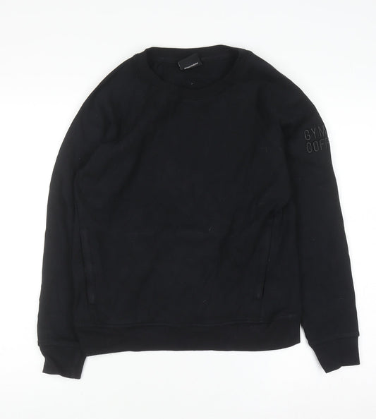 Gym+Coffee Women's Black Small Pullover Sweatshirt Cotton Blend