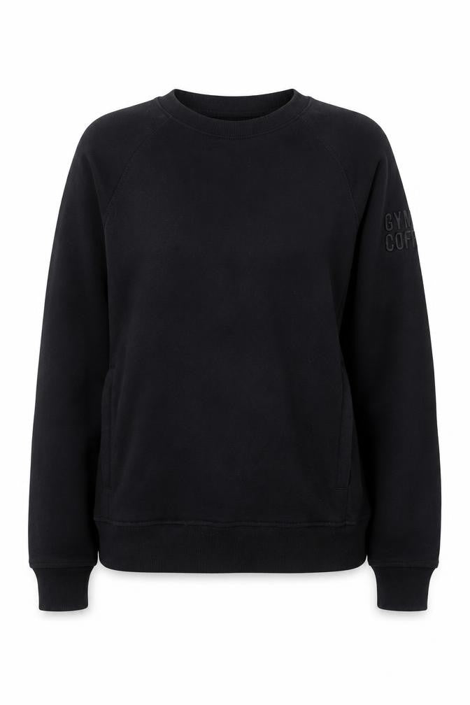 Gym+Coffee Women's Black Small Pullover Sweatshirt Cotton Blend
