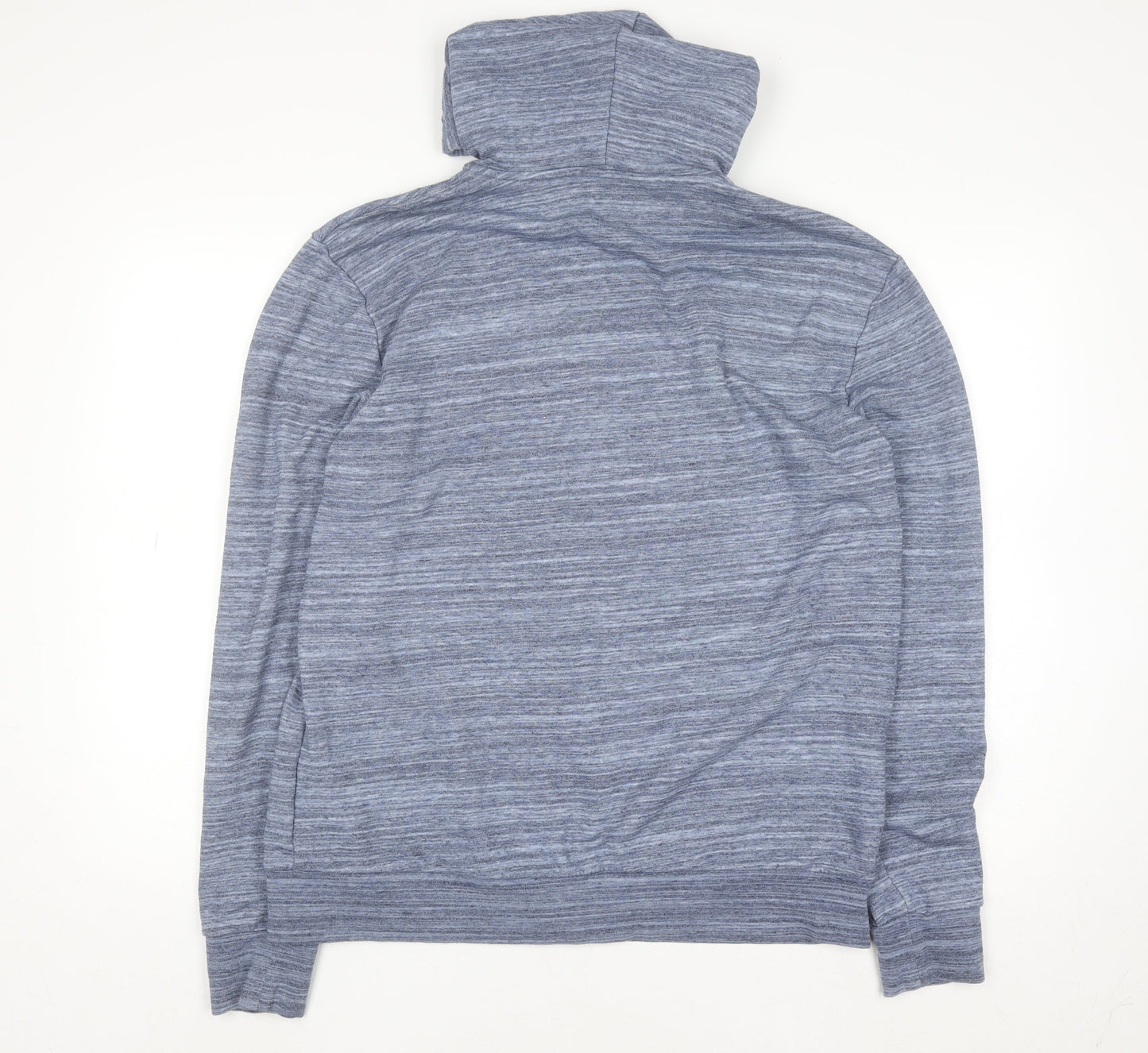 H&M Men Blue Full Zip Hoodie L Cotton Blend Casual Sweatshirt