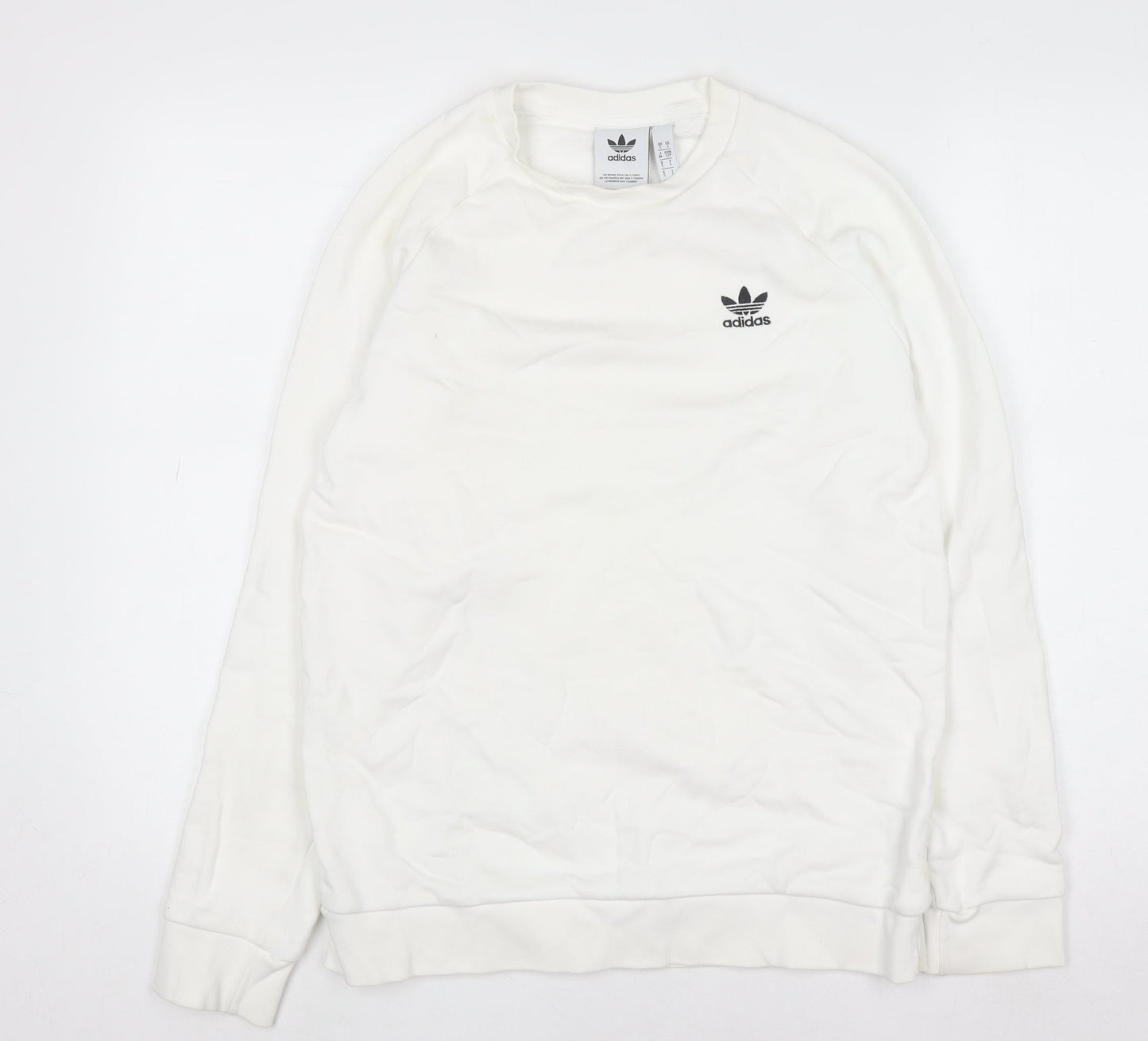 adidas Men’s White Crew Neck Pullover Sweatshirt Size S Regular Fit