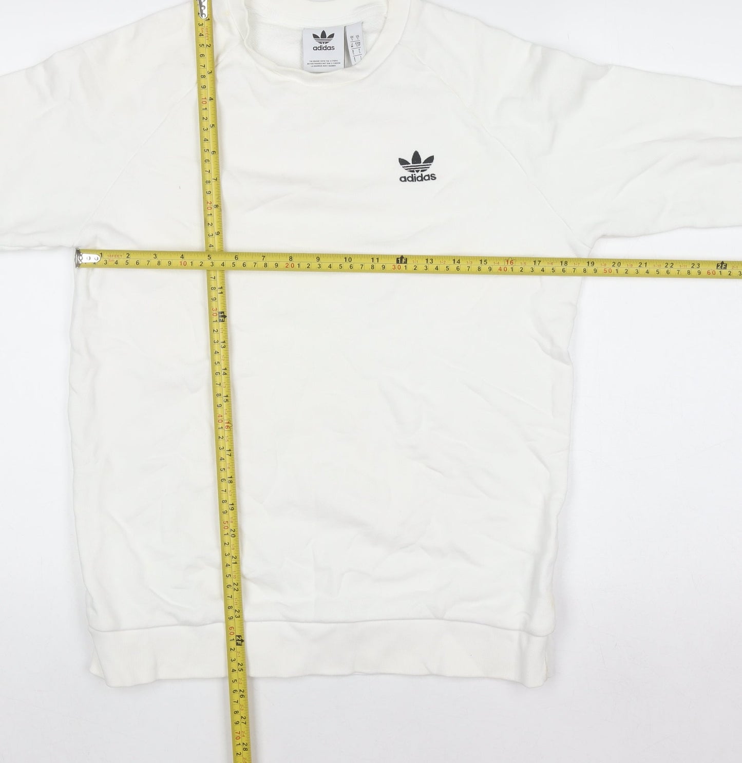 adidas Men’s White Crew Neck Pullover Sweatshirt Size S Regular Fit