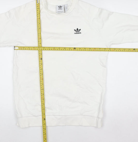 adidas Men’s White Crew Neck Pullover Sweatshirt Size S Regular Fit