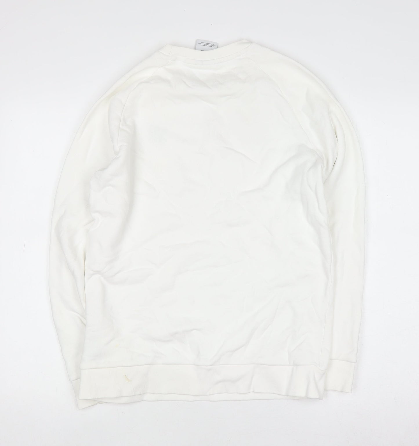 adidas Men’s White Crew Neck Pullover Sweatshirt Size S Regular Fit