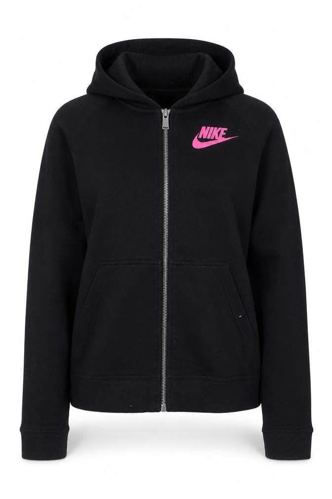Nike Womens Black Full Zip Hoodie XL 13-15Y Cotton Blend Sportswear