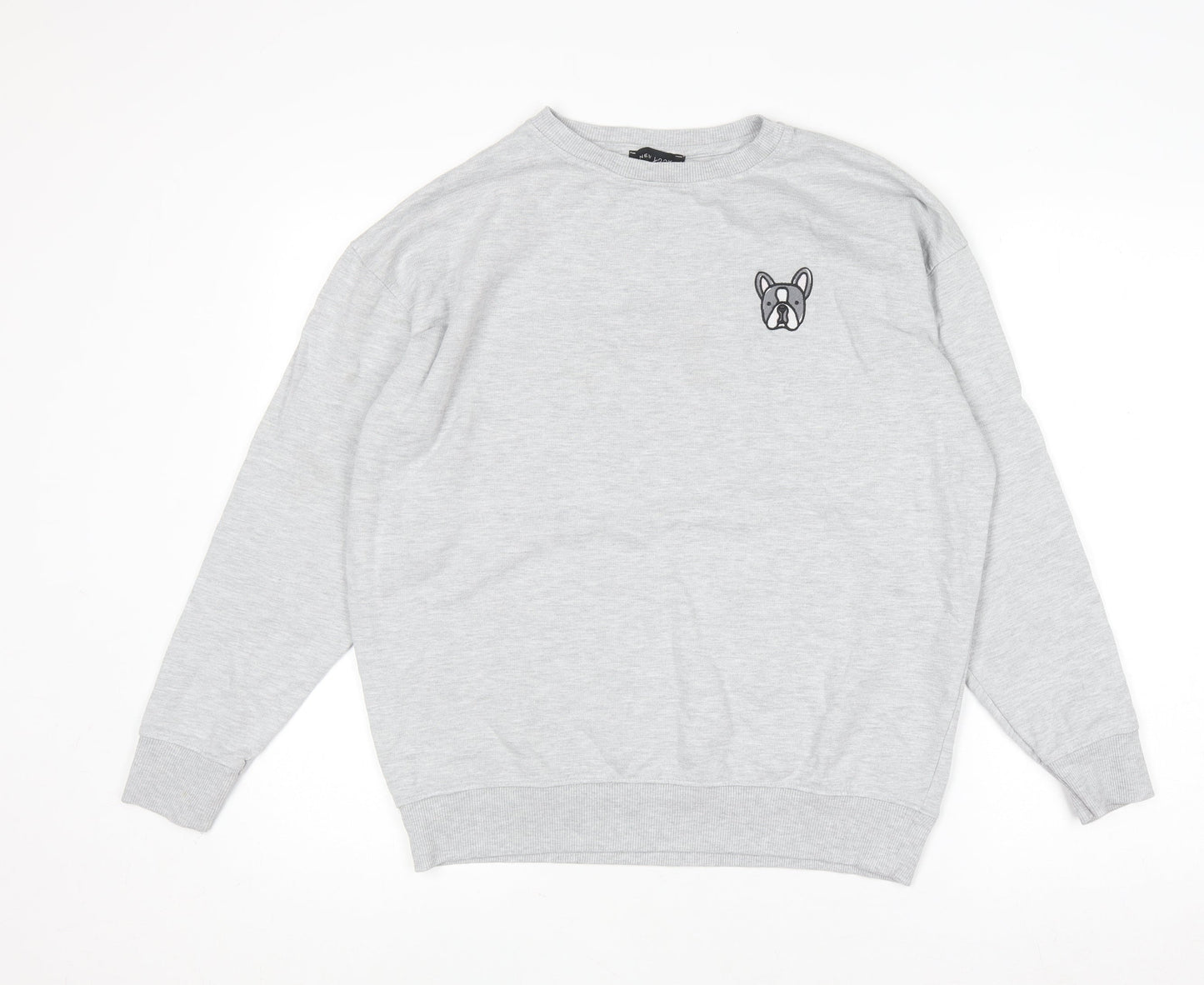 New Look Women's Grey Cotton Blend Pullover Sweatshirt S