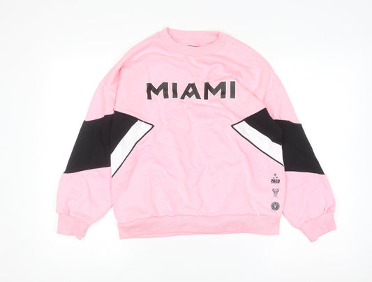 Marks and Spencer Girls Pink Miami Graphic Pullover Sweatshirt 10-11 Years