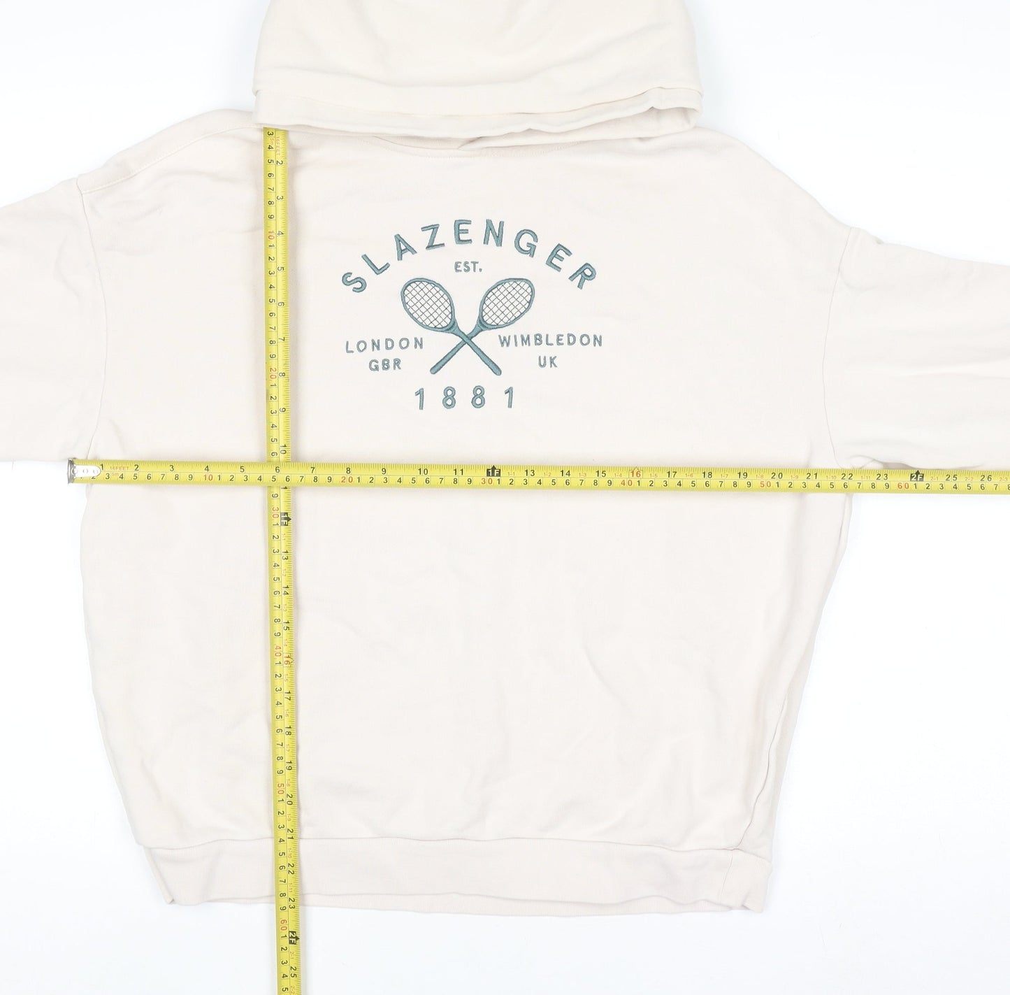 Slazenger Women's Beige Pullover Hoodie UK 10 Medium Graphic Print