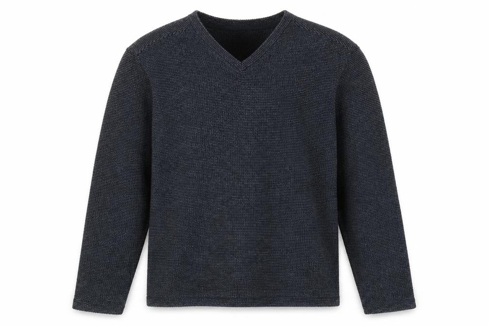 Front view of Atlantic Bay Men's Blue V-Neck Knit Pullover Sweatshirt, size L