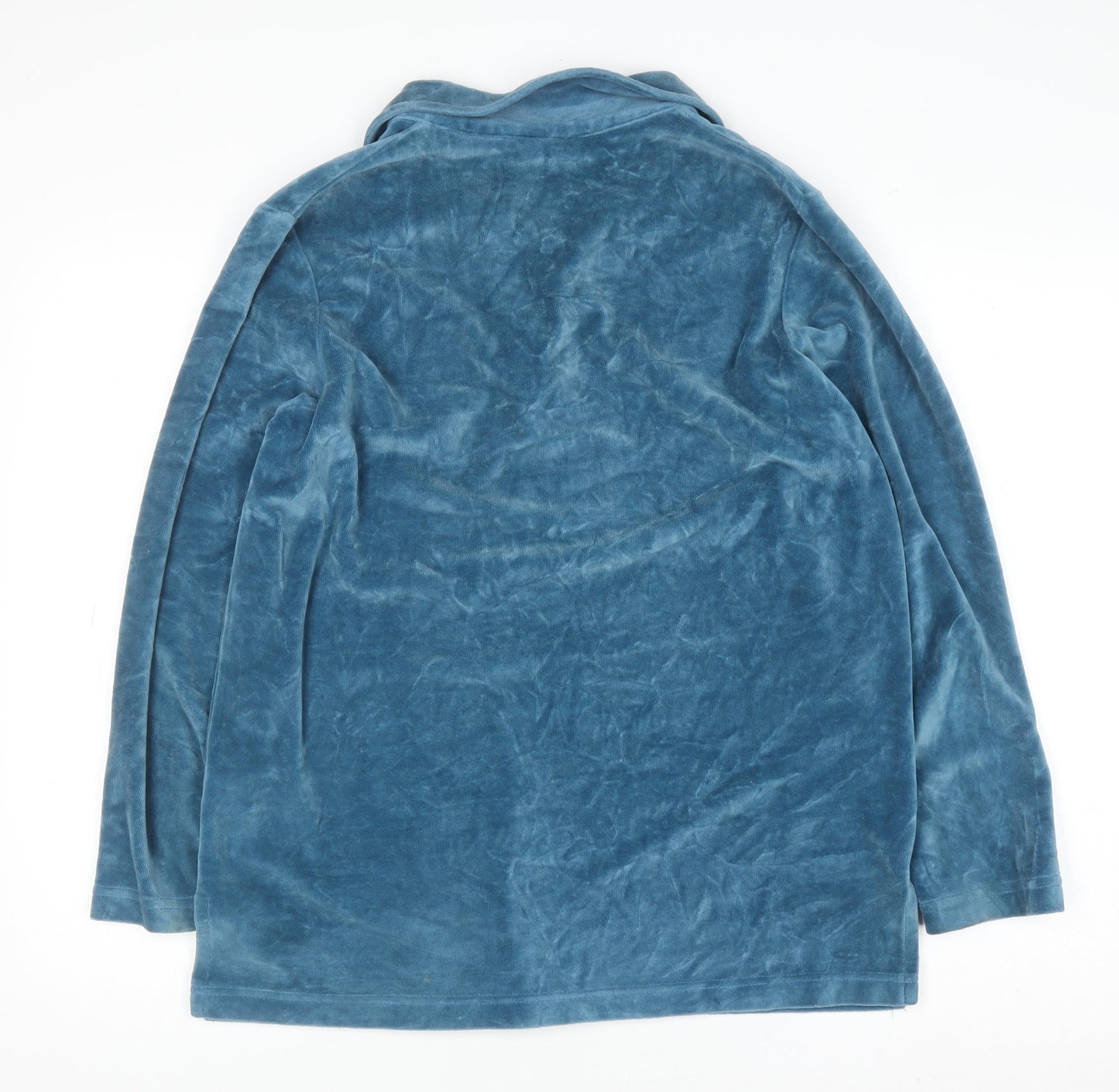 Damart Women Blue Velour Henley Sweatshirt Size S Long Sleeve