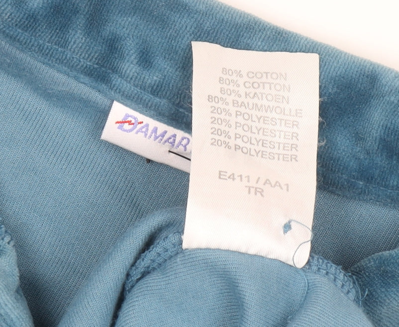 Damart Women Blue Velour Henley Sweatshirt Size S Long Sleeve