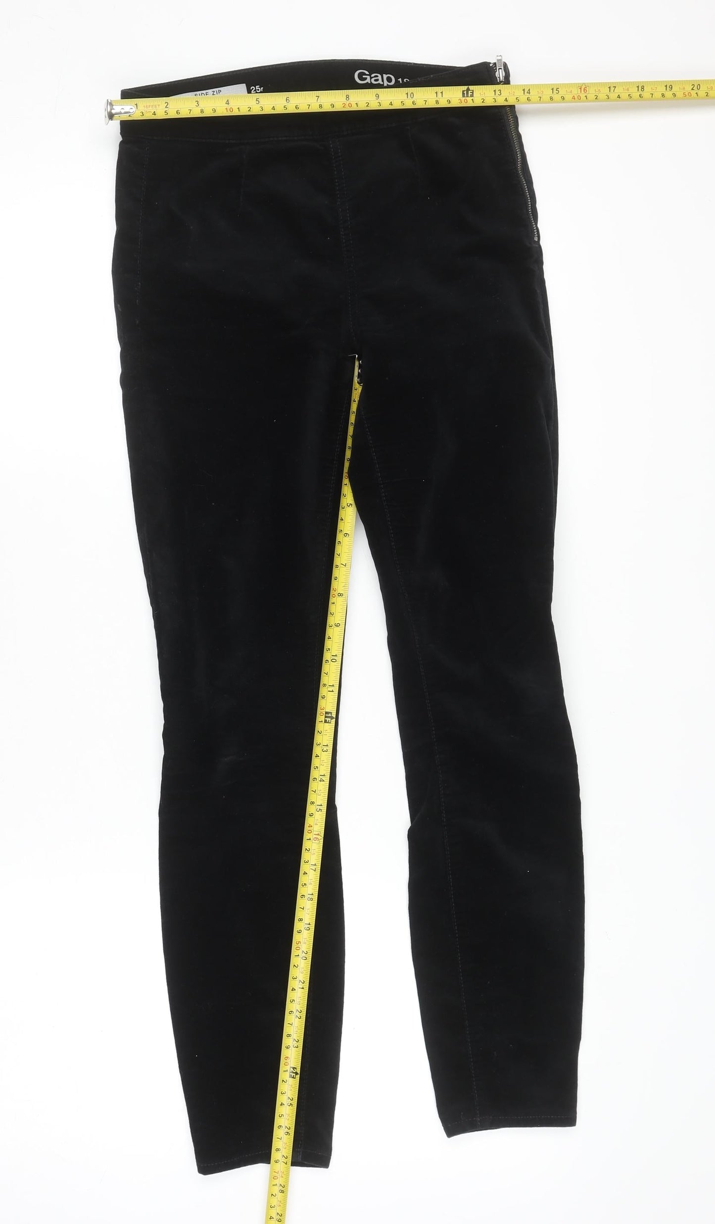 Gap Women Black Velvet Side Zip Skinny Leggings 25R