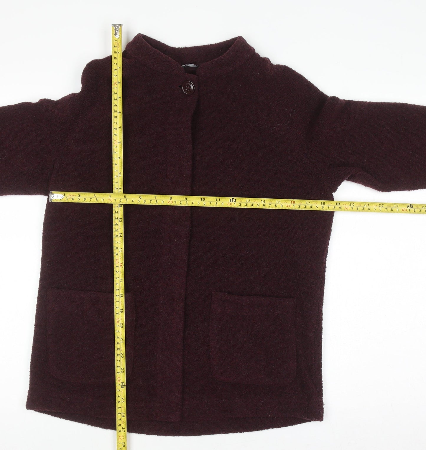 Rohan Women's Burgundy Wool Blend Cardigan Size 10 Classic Fit