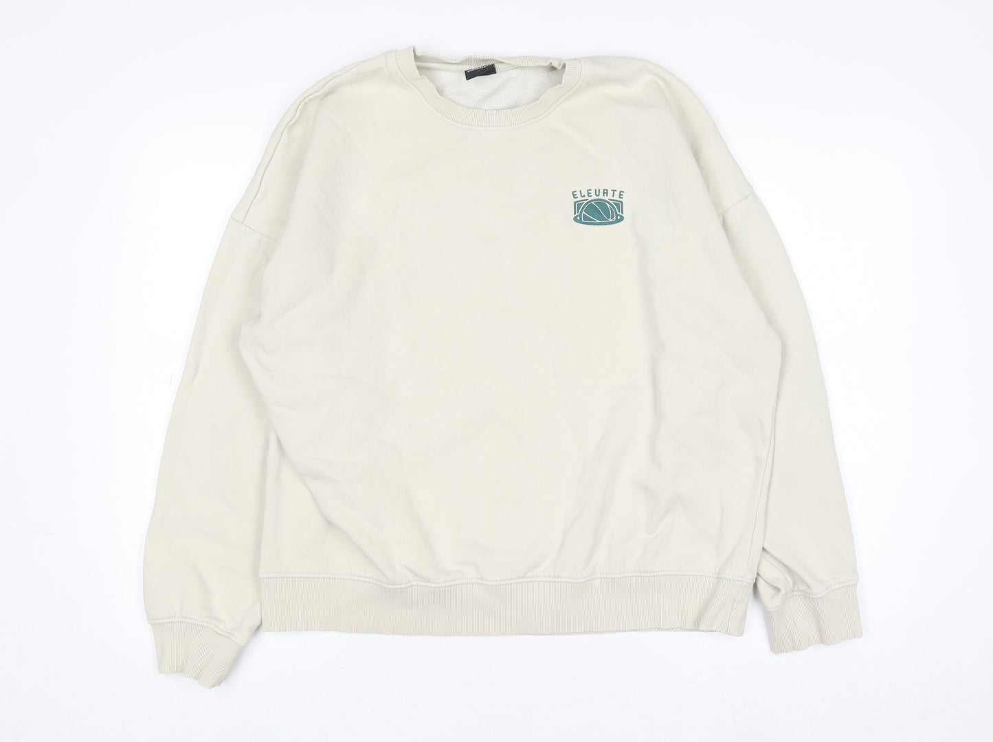 Max Mens Beige Oversized Fit Graphic Sweatshirt L