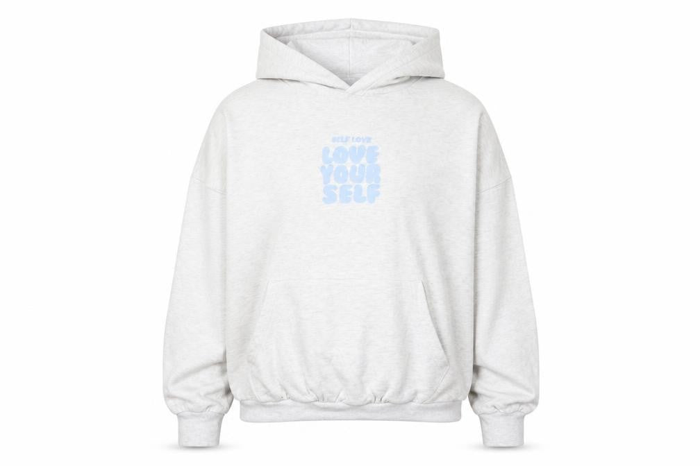Dunnes Women Grey Hoodie XL Love Yourself Graphic Pullover Sweatshirt
